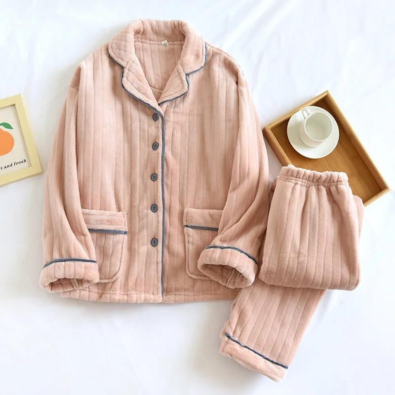 Pyjamas style double couple rose et gris anthracite