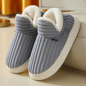 Chaussons fourrés bleu gris