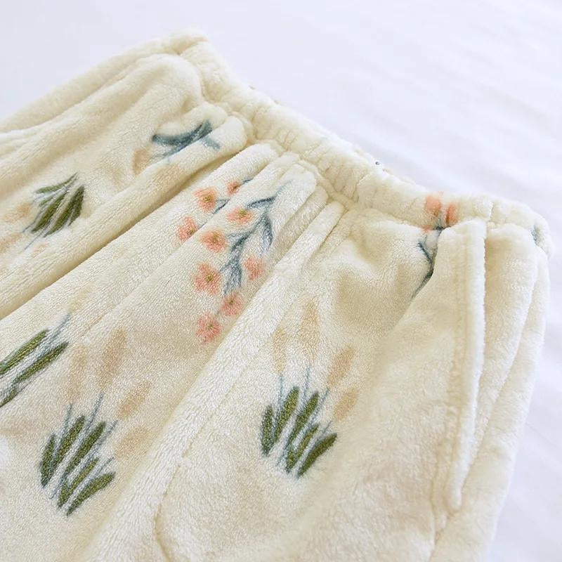 Bas de pyjama pour femme couleur crème avec motifs d'animaux