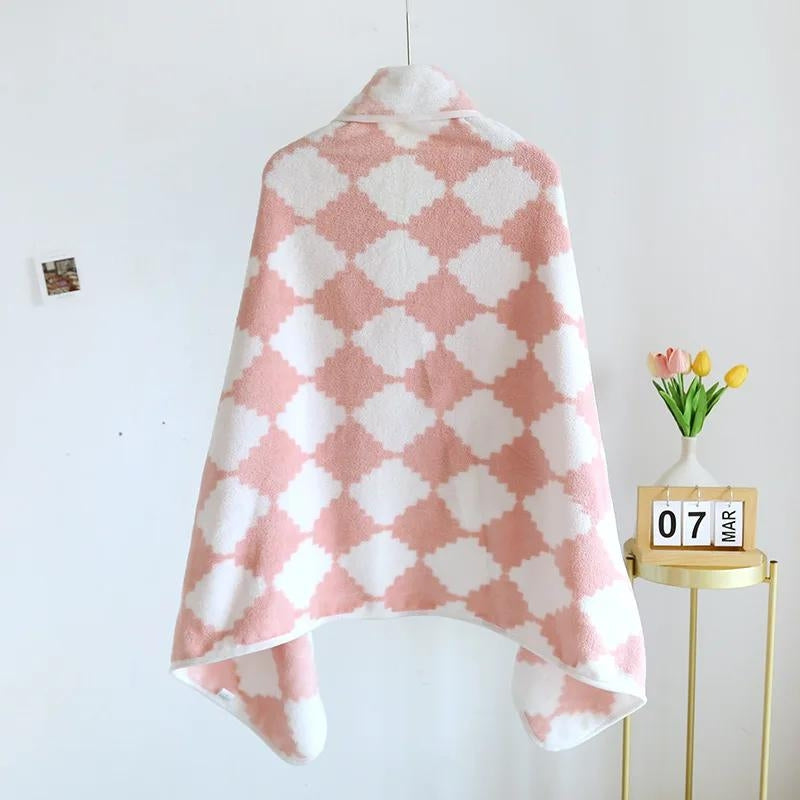 Cape d'intérieur rose et blanche pour femme