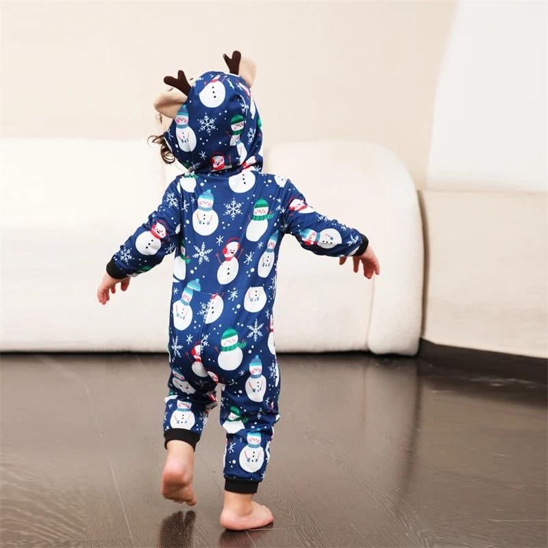 Pyjama Famille Noël Une Pièce - Combinaison Capuche Renne | Coton Doux, Pour Parents Et Enfants, Fêtes Et Photos - 5