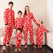 Combinaison Noël famille rouge à motifs