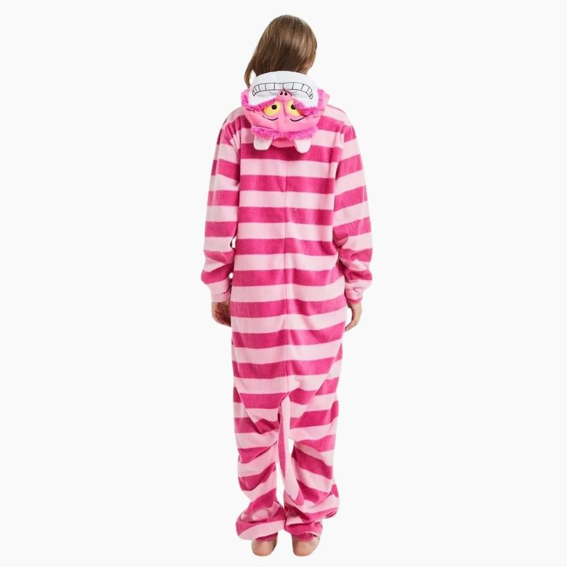 Combinaison pyjama mixte rouge et blanche style chat du Cheshire