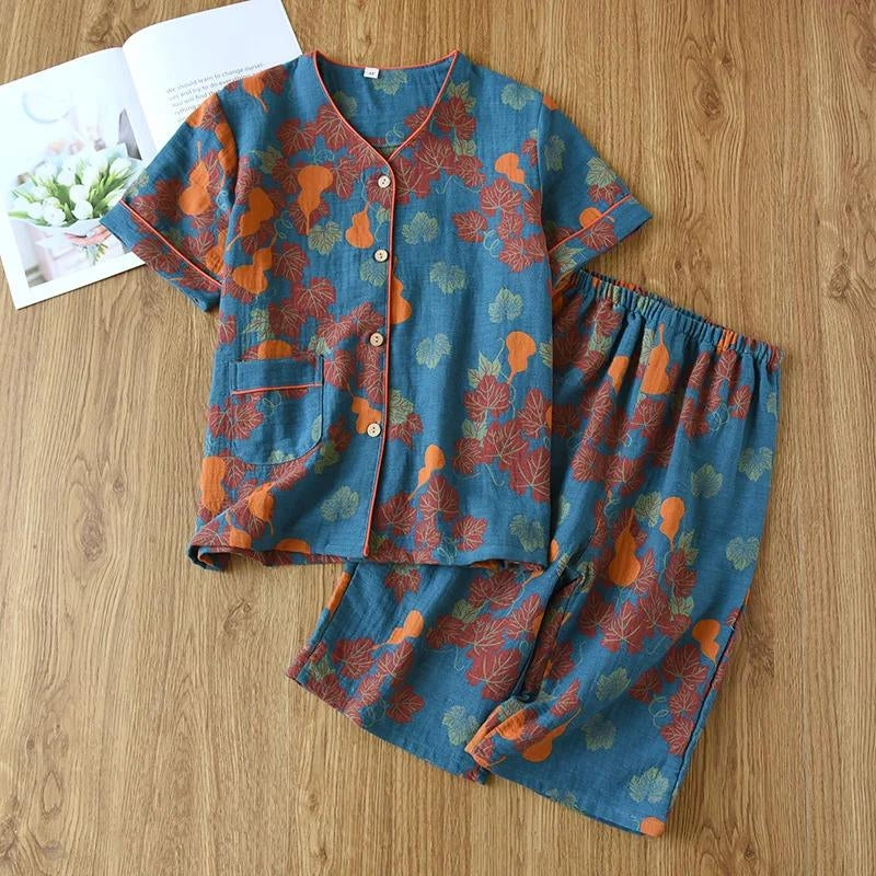 Ensemble pyjama short femme bleu