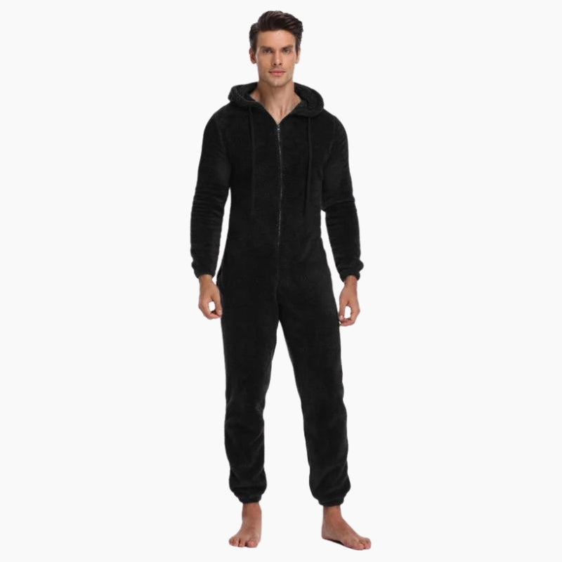 Grenouillère de couleur noire en matière polaire pour homme