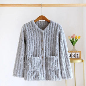 Haut de pyjama manche longue femme polaire