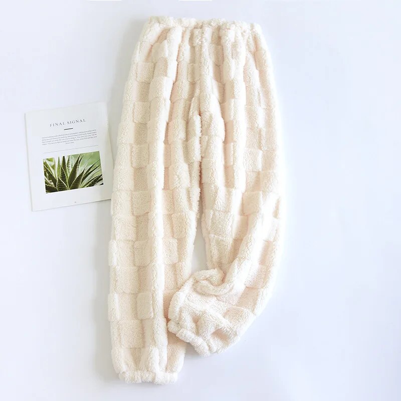 Pantalon pyjama carreaux crème