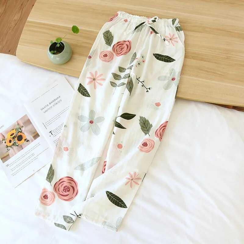 Pantalon pyjama femme à fleurs