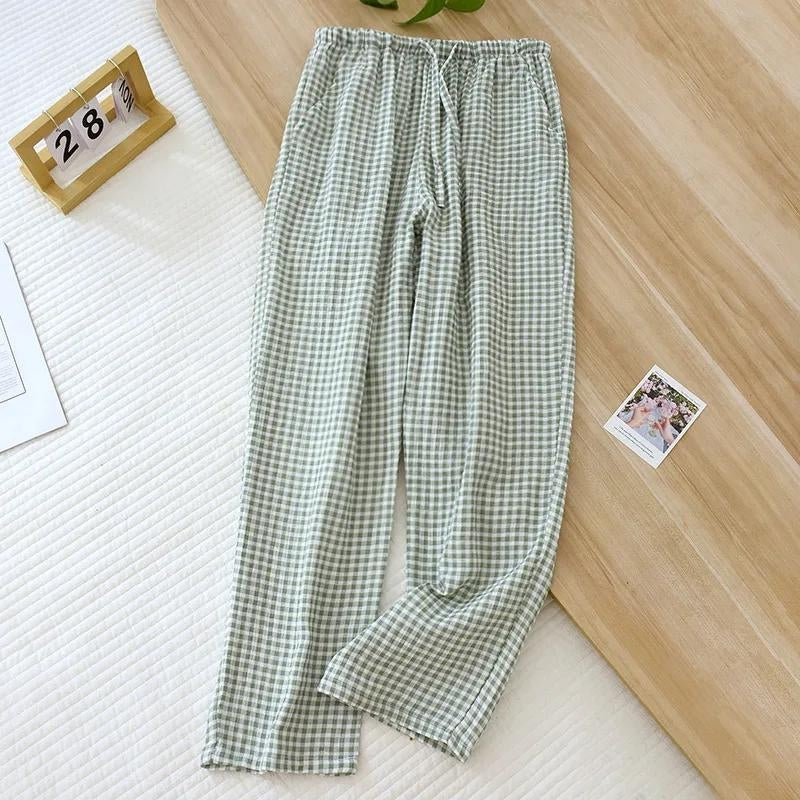 Pantalon pyjama femme fluide vert
