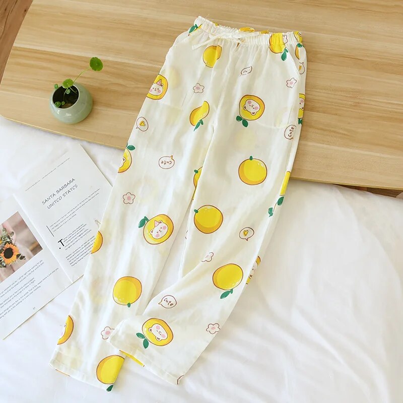 Pantalon pyjama femme motifs citrons