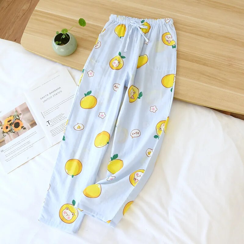 Pantalon de pyjama pour femme à motifs de citron disponible en trois variantes