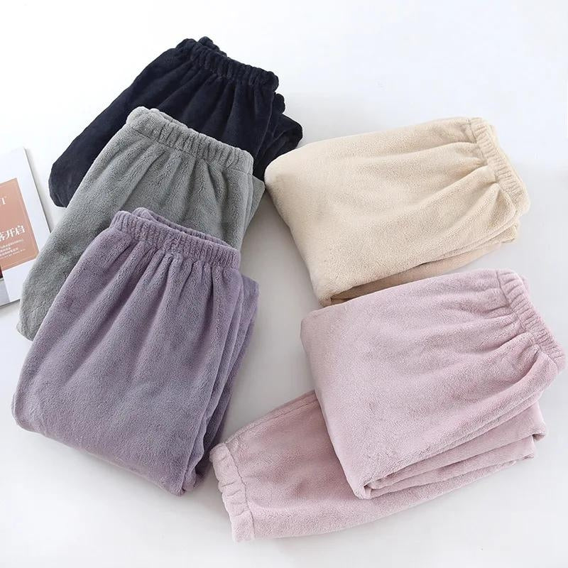 Pantalon de pyjama en matière polaire pour femme de couleur gris