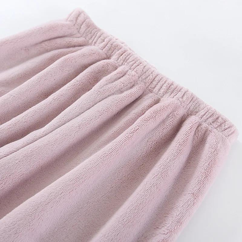 Pantalon de pyjama en matière polaire pour femme de couleur rose