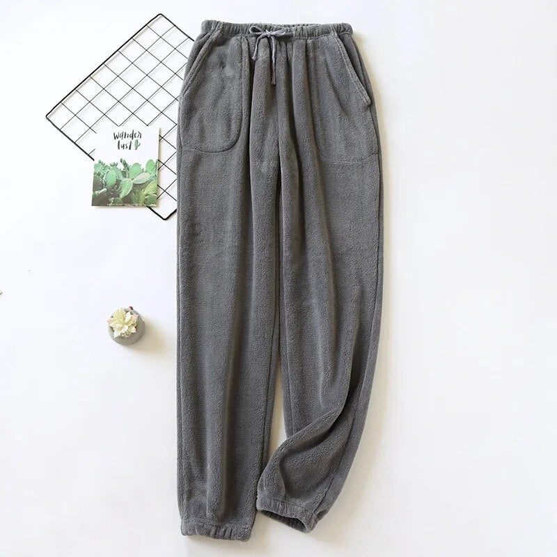 Pantalon pyjama polaire homme gris