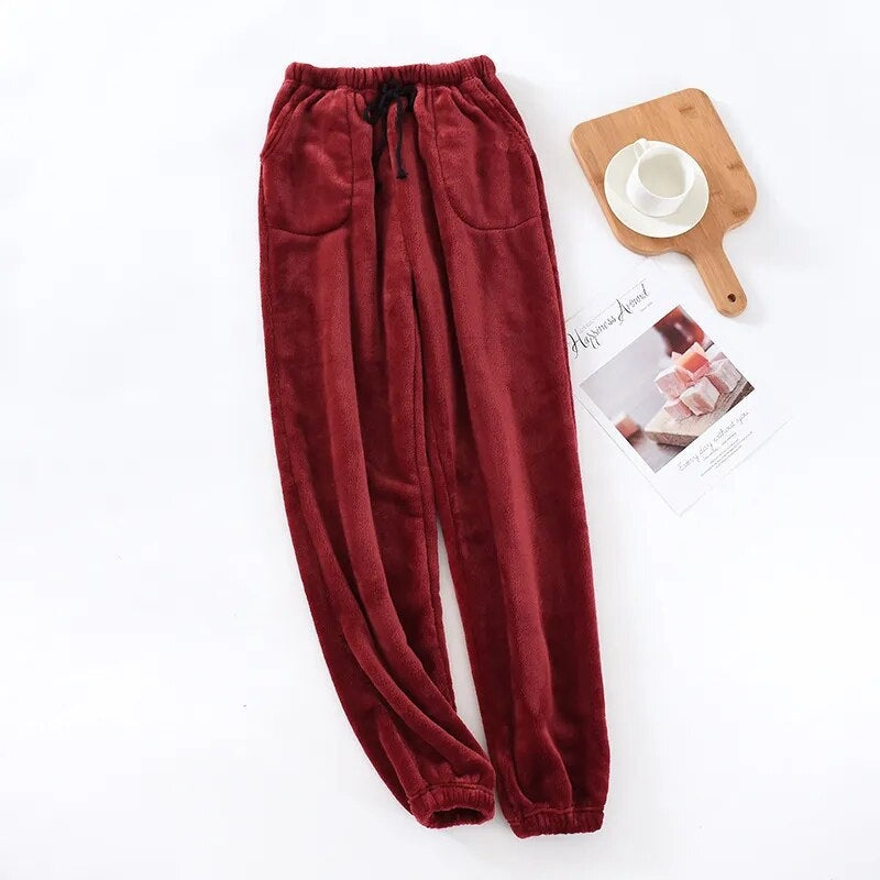Pantalon pyjama polaire homme rouge
