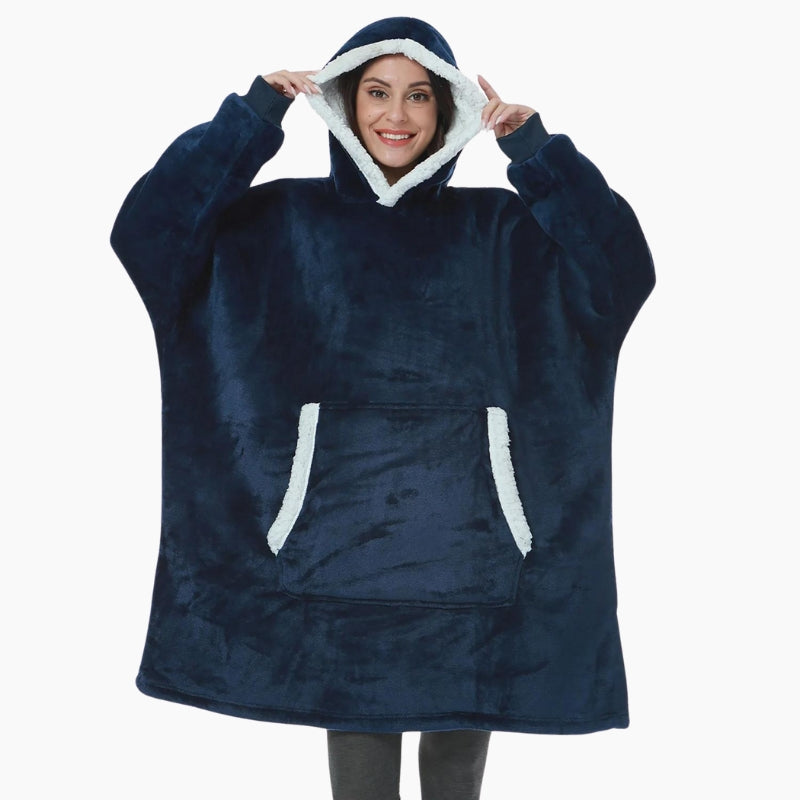 poncho plaid polaire femme