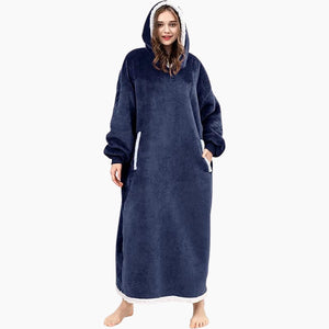 Pull plaid géant bleu marine