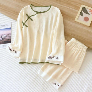 Pyjama coton femme crème style Japonais