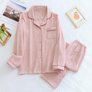 Pyjama coton femme rose à motifs