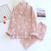 Pyjama coton femme rose motifs coeurs