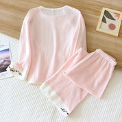 Pyjama en matière coton pour femme de couleur rose style Japonais