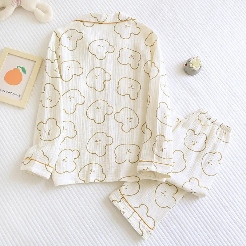 Pyjama en matière coton pour femme de couleur blanche style Kawaii