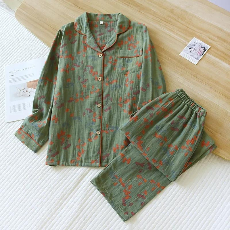 Pyjama coton femme vert