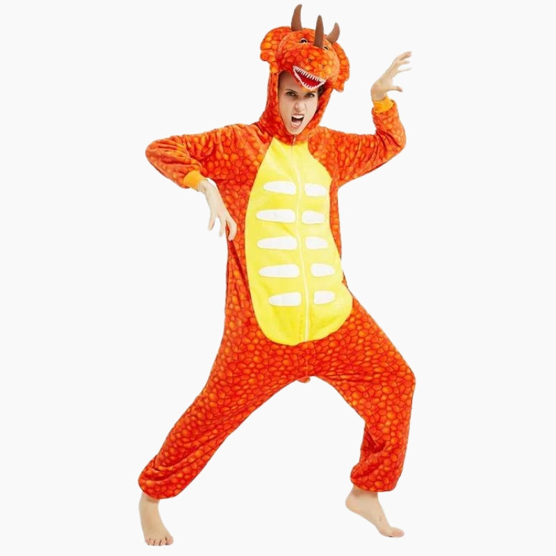 Pyjama dinosaure rouge adulte