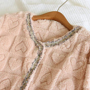 Pyjama en pilou rose motifs coeurs