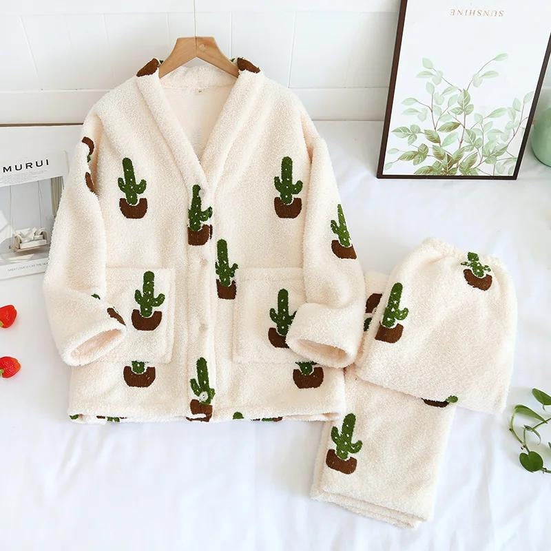 Pyjama en polaire blanc à motifs