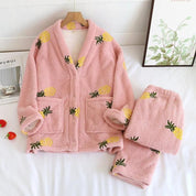 Pyjama en polaire rose à motifs