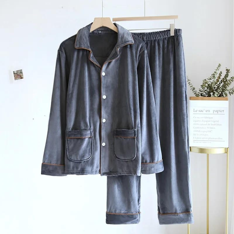 Pyjama en velours gris pour homme