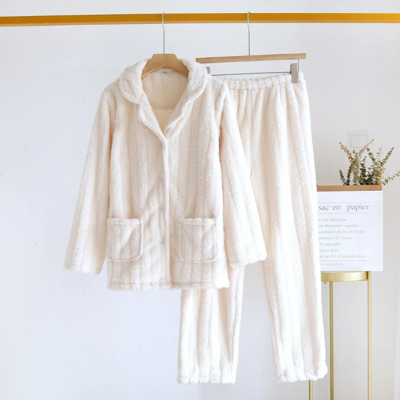 Pyjama femme chaud pilou blanc