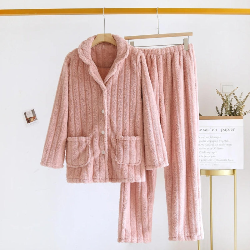 Pyjama femme chaud pilou rose