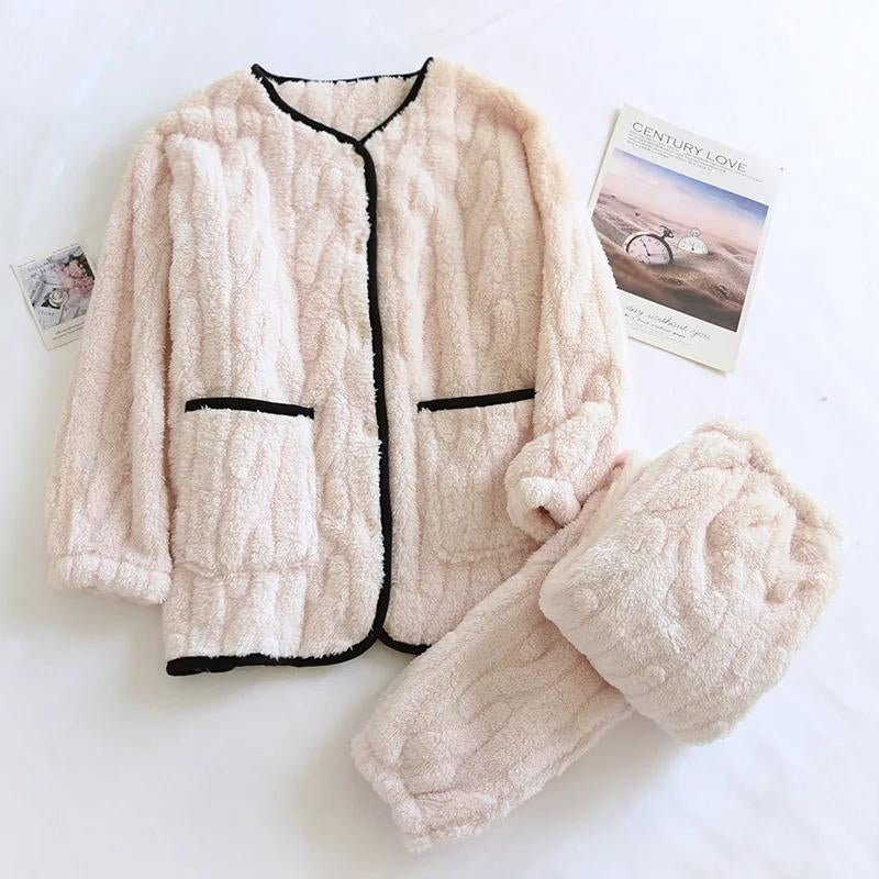 Pyjama femme chaud polaire blanc et noir