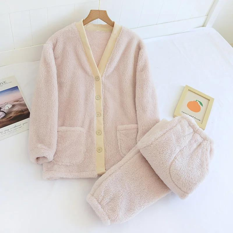 Pyjama femme hiver polaire rose clair
