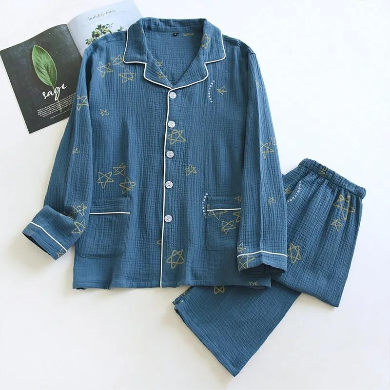 Pyjama homme 100 coton bleu