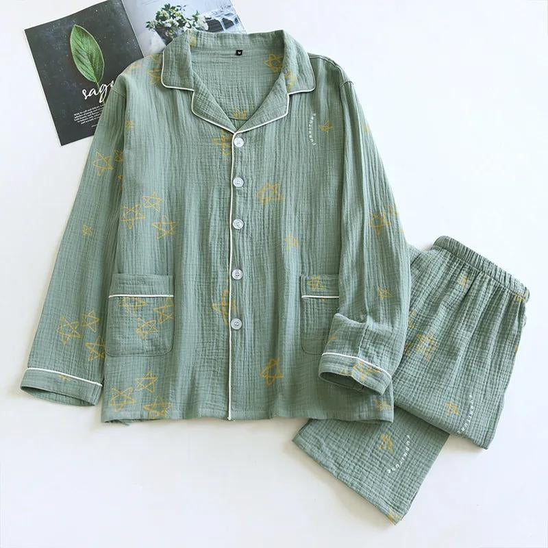 Pyjama homme 100 coton vert d'eau