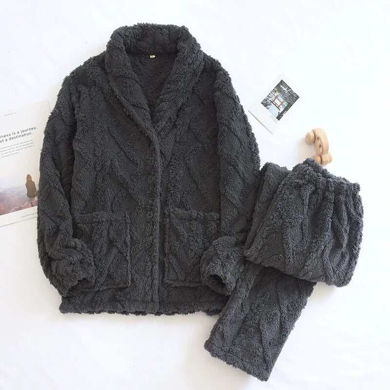 Pyjama homme hiver pilou gris anthracite