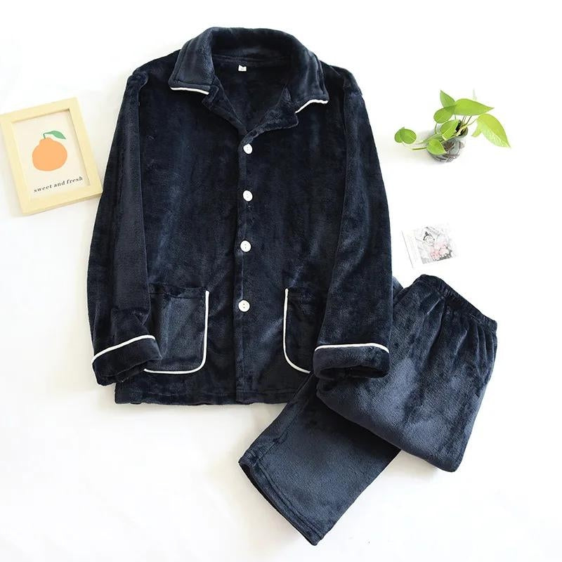 Pyjama homme hiver polaire bleu marine