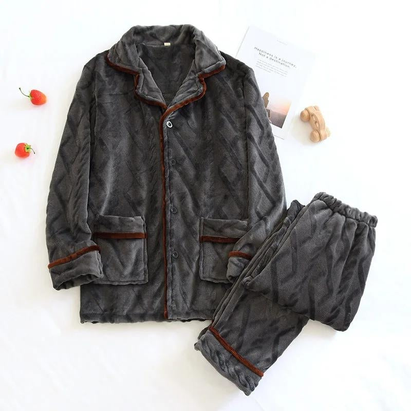 Pyjama homme hiver polaire gris foncé