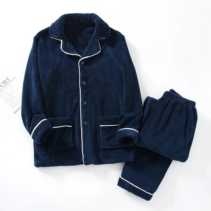 Pyjama homme molleton polaire bleu marine