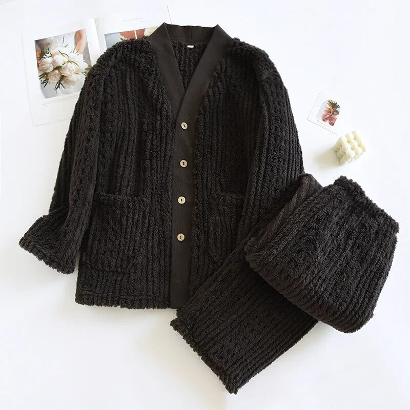 Pyjama homme pilou chaud noir