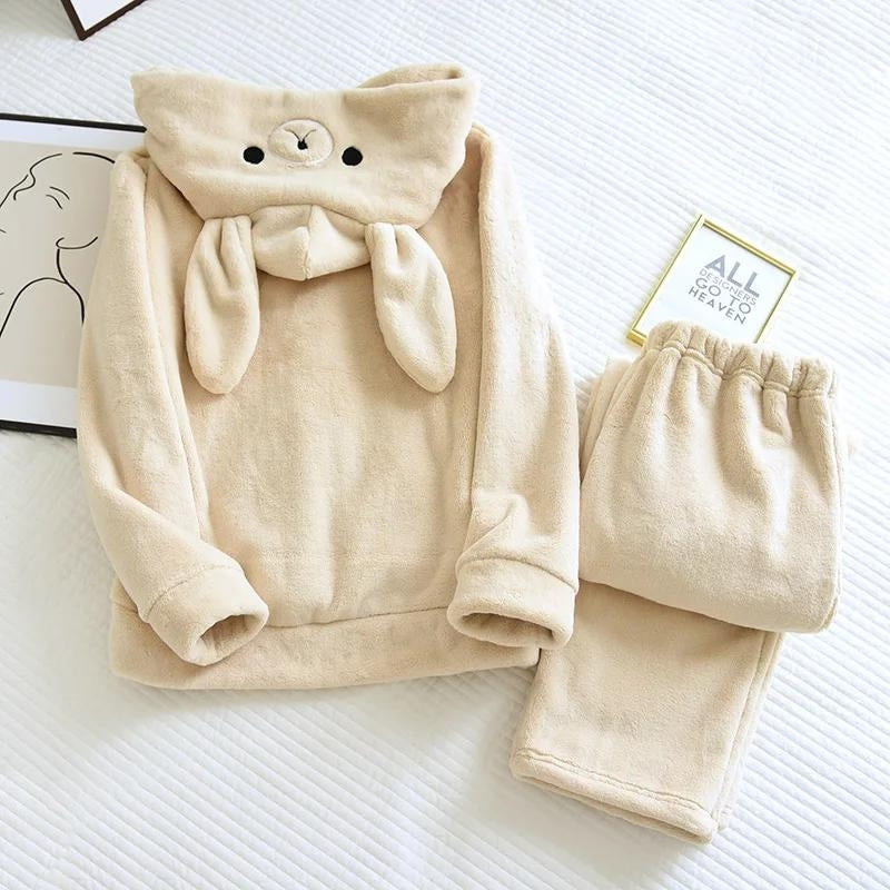 Pyjama style lapin de couleur crème pour femme