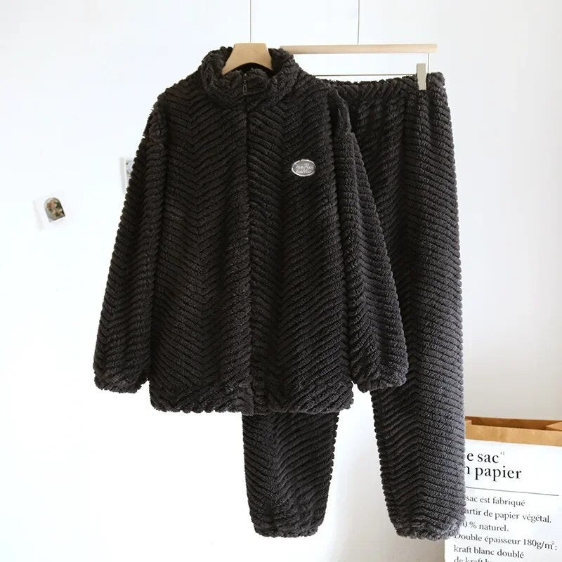 Pyjama pilou homme noir zippé