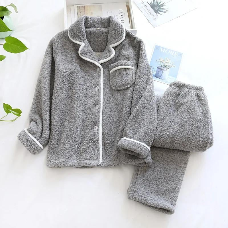 Pyjama pilou pilou femme 2 pièces gris