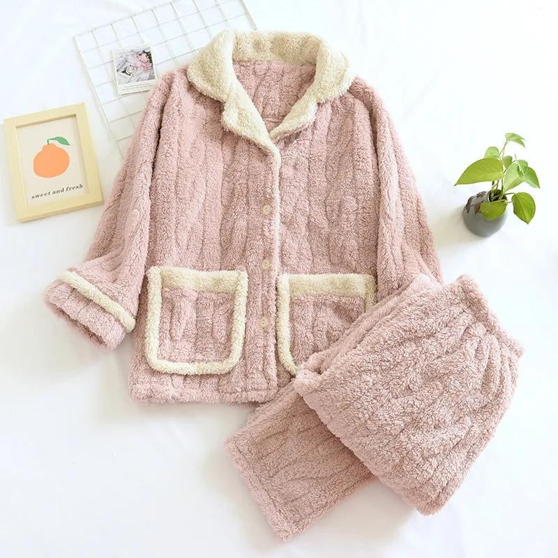 Pyjama pilou pilou femme 2 pièces rose clair