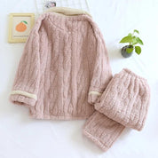Pyjama en matière pilou pilou 2 pièces de couleur rose clair pour femme