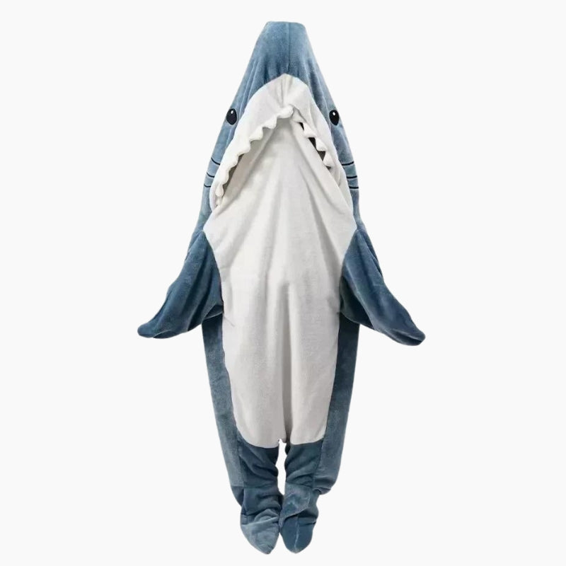 Pyjama intégral mixte bleu et blanc style requin
