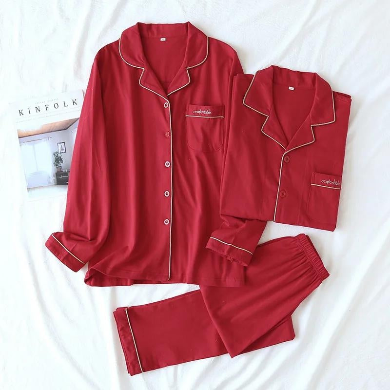 Pyjama de couleur rouge style saint valentin, édition couple